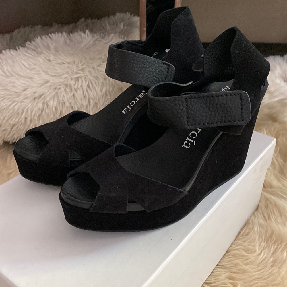 Pedro Garcia black wedge sandals
